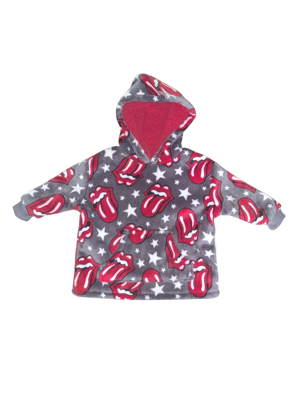 the Rolling Stones Kids Gray Hoodie with Red Tongue Print
